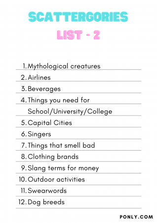 10 Scattergories List To Play with Friends | Printable + PDF